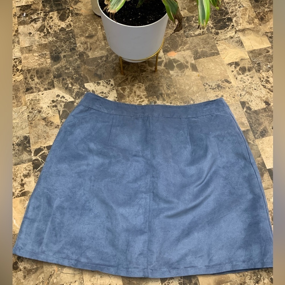 H&M mini skirt faux suede blue size 8